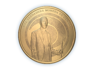 Moneda con el perfil de Javier García Pajares