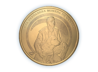 Moneda con el perfil de Pedro Esquiva y UFO