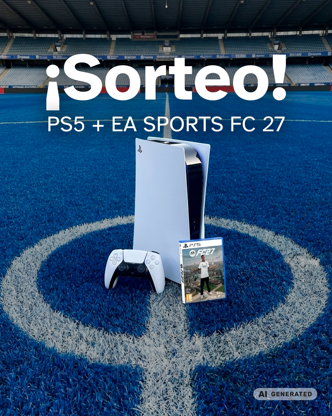 Cartel sorteo PS5 más EA Sport FC27