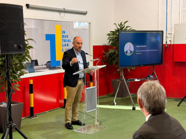 Fotografía de Jaime Calzado en un momento de la presentación de ILUNION Industrial Lab