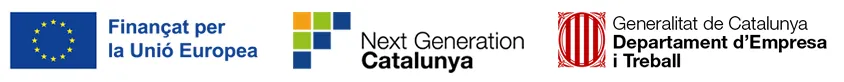 Logos Unió Europea, Next Generation Catalunya i Generalitat de Catalunya Departament d'Empresa i treball