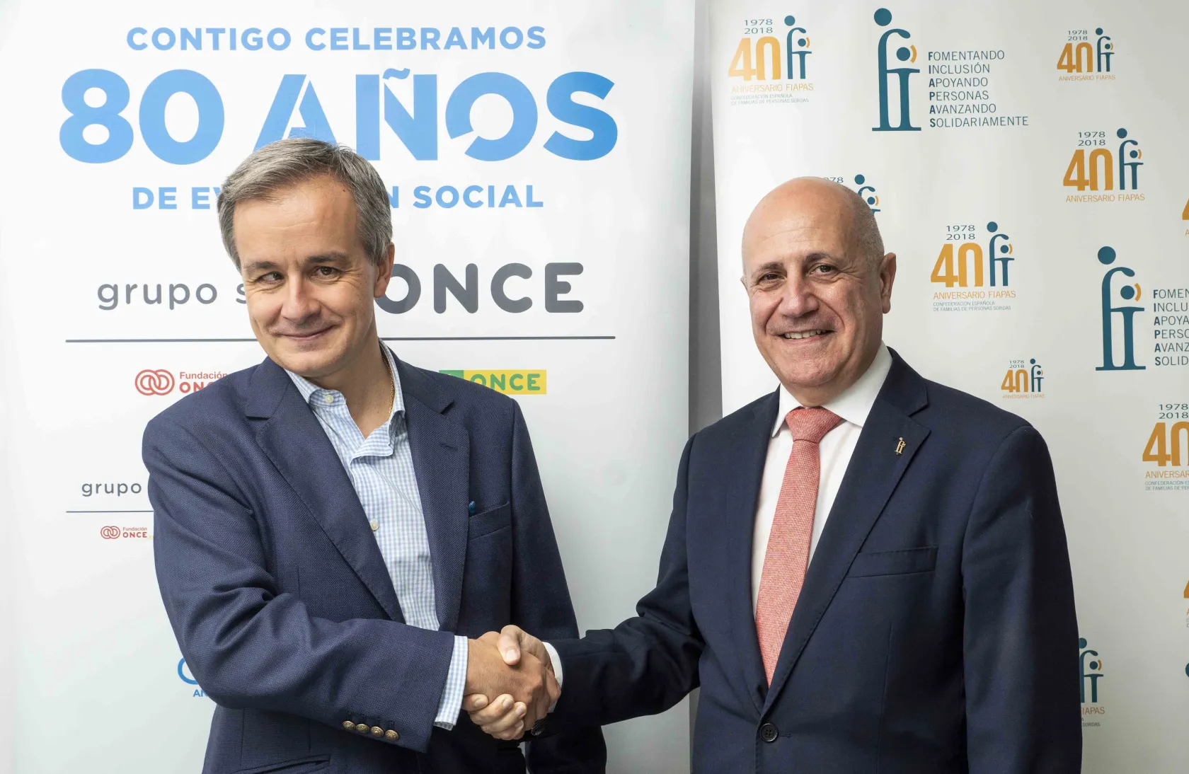 De izquierda a derecha: Presidente de FIAPAS, Jose Luis Aedo, y el director general de ILUNION Salud, Joaquín Leizaola