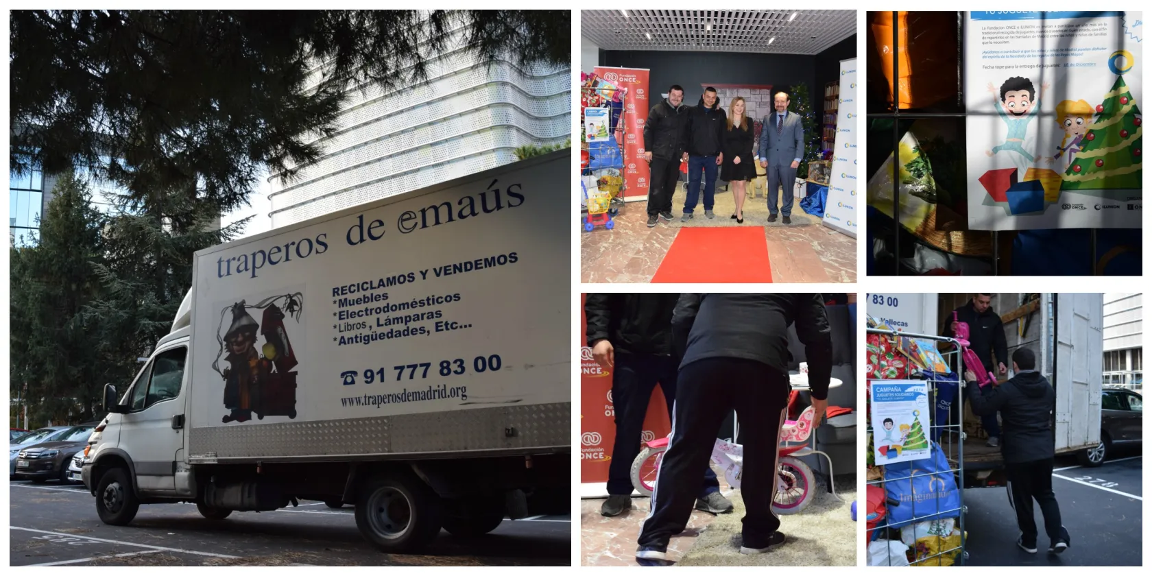 Varios momentos de la entrega de juguetes 